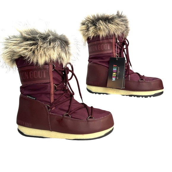 Moon Boot Women’s Snow boots Monaco Color: Cherry/burgundy Size:6 Waterproof NWT - Picture 5 of 16